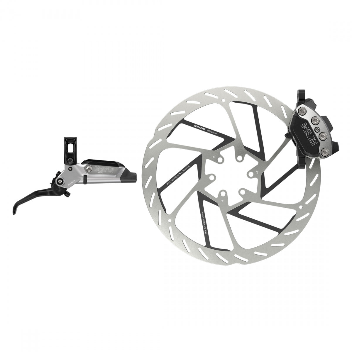 SRAM Maven Ultimate Stealth Disc Brake and Lever - Front, Post Mount, 4-Piston, Aluminum Lever, Titanium Hardware, Black/Silver, A1