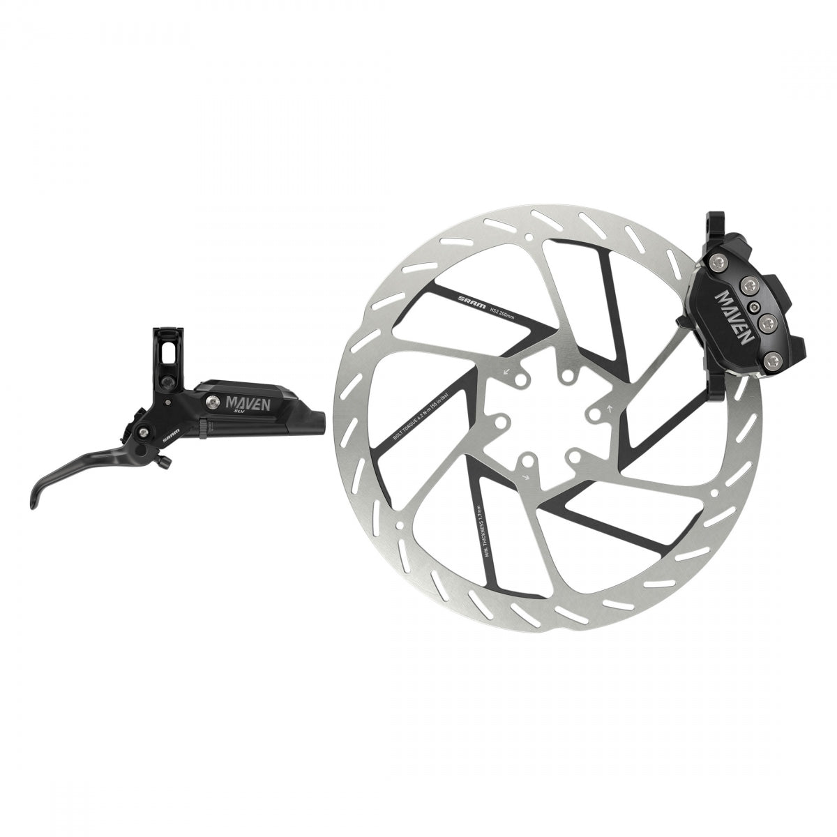SRAM Maven Silver Disc Brake and Lever - Front, Post Mount, 4-Piston, Aluminum Lever, SS Hardware, Black, A1