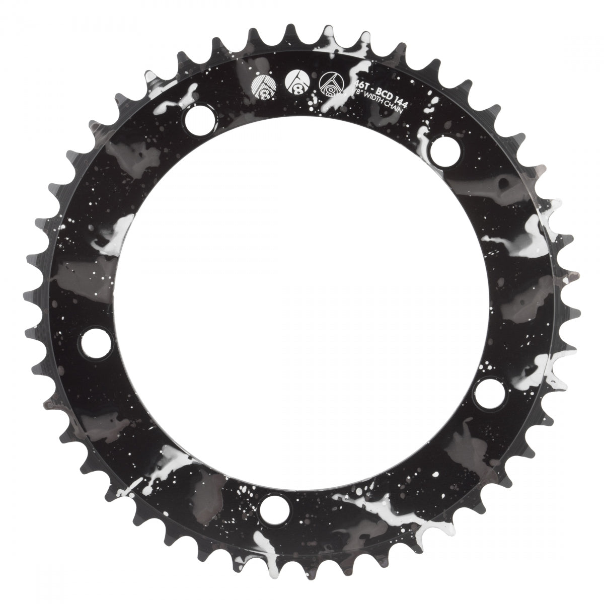 Chainring Or8 Splat Trk 144Mm 46T Aly 1/8 Bk-Ano W/Sl/Wh
