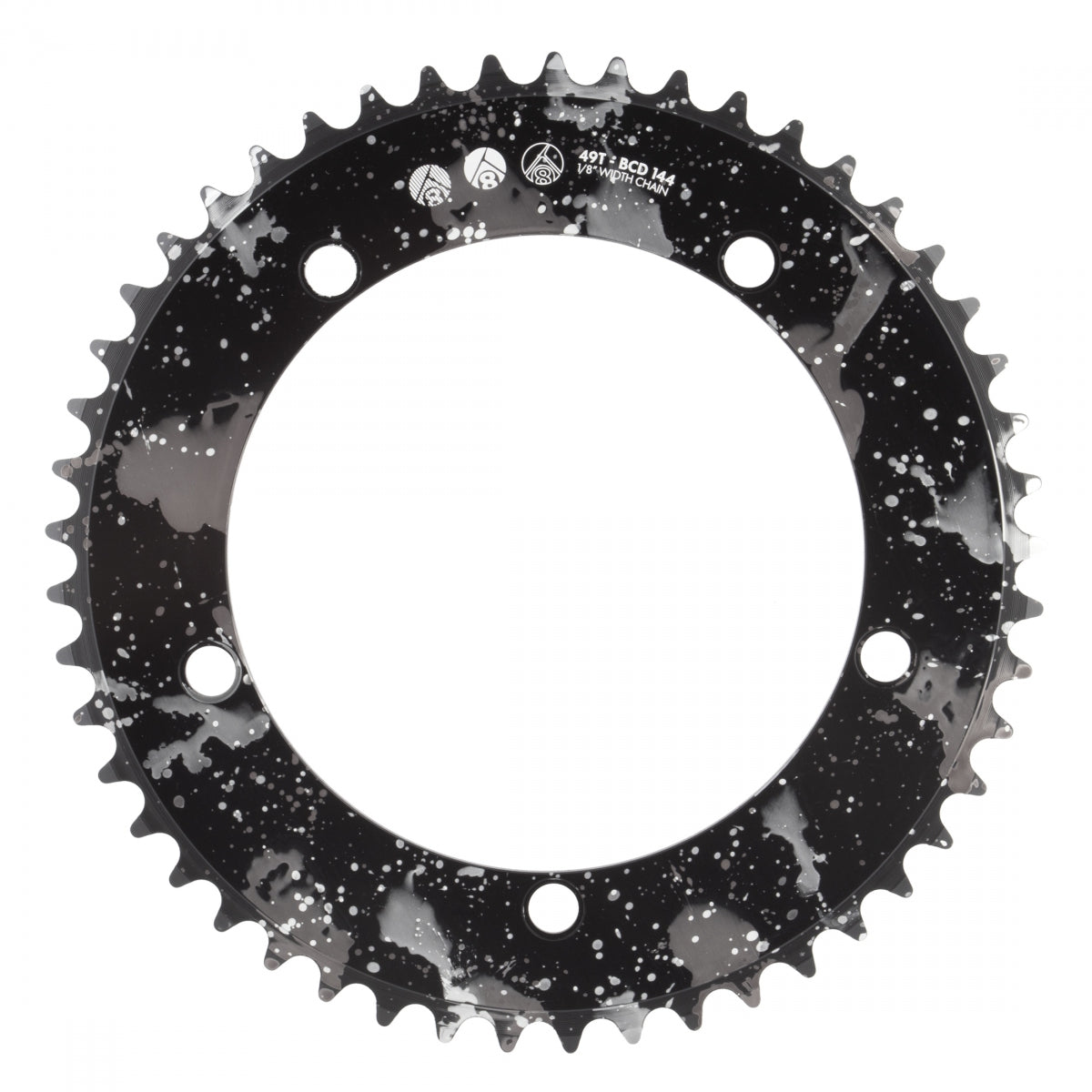 Chainring Or8 Splat Trk 144Mm 49T Aly 1/8 Bk-Ano W/Sl/Wh