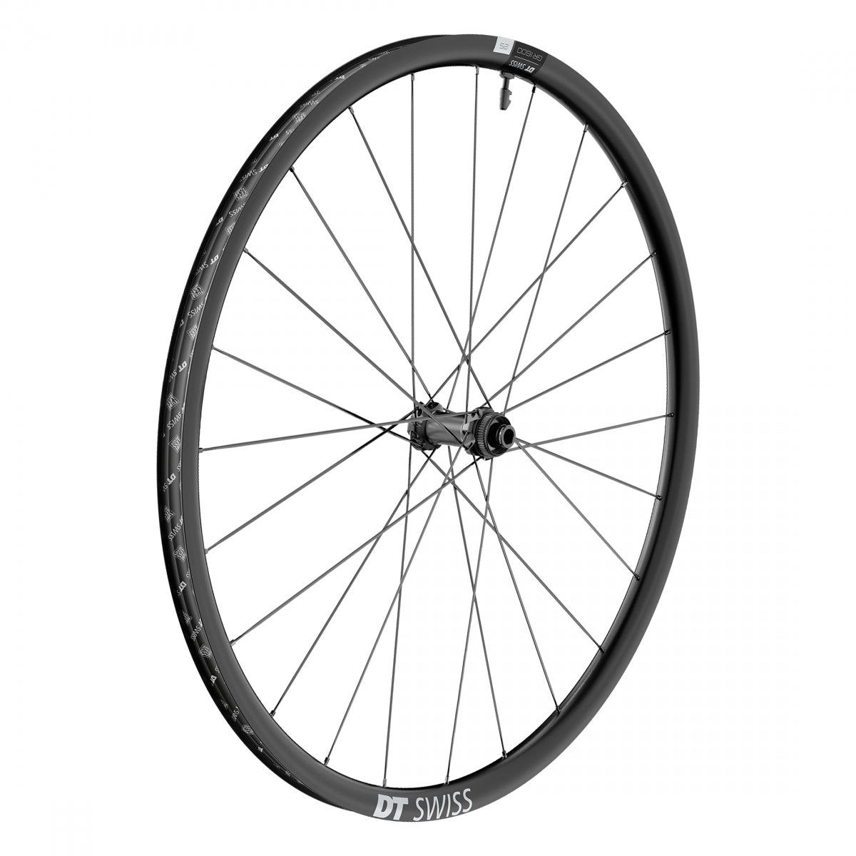 DT Swiss 700C Gr 1600 Spline Gr 1600 Spline 25 Front Bicycle Wheel, Black Double Wall Rim, 24 Spoke