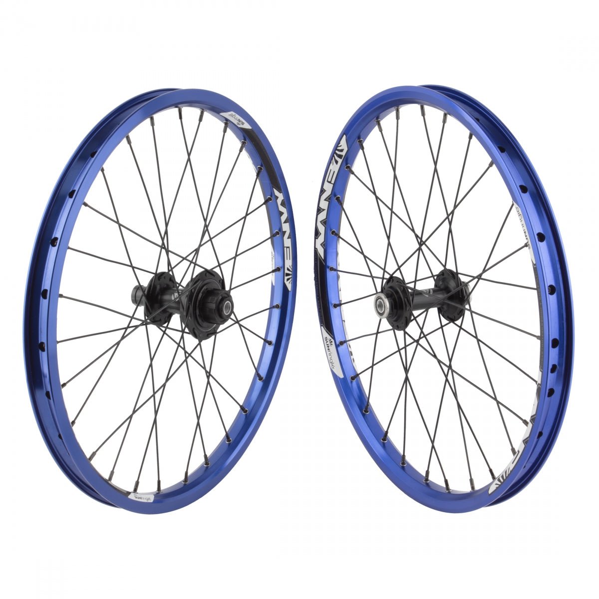 WheelMaster 20" Sun Envy Alloy BMX Bicycle Wheelset, Black Double Wall Machined Sidewall Rim, 28 Spoke, Single Speed Cassette 16T