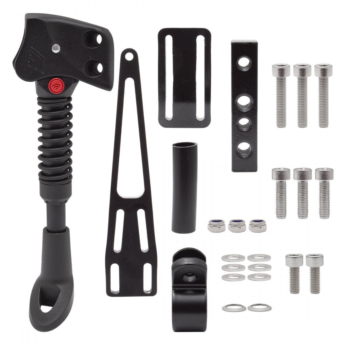 Hebie Lowrider Bicycle Kickstand With Adapter Front, Rack Mounted, Tubus Tara/Duo/Grand Exp, Black, Adjustable, Aluminum