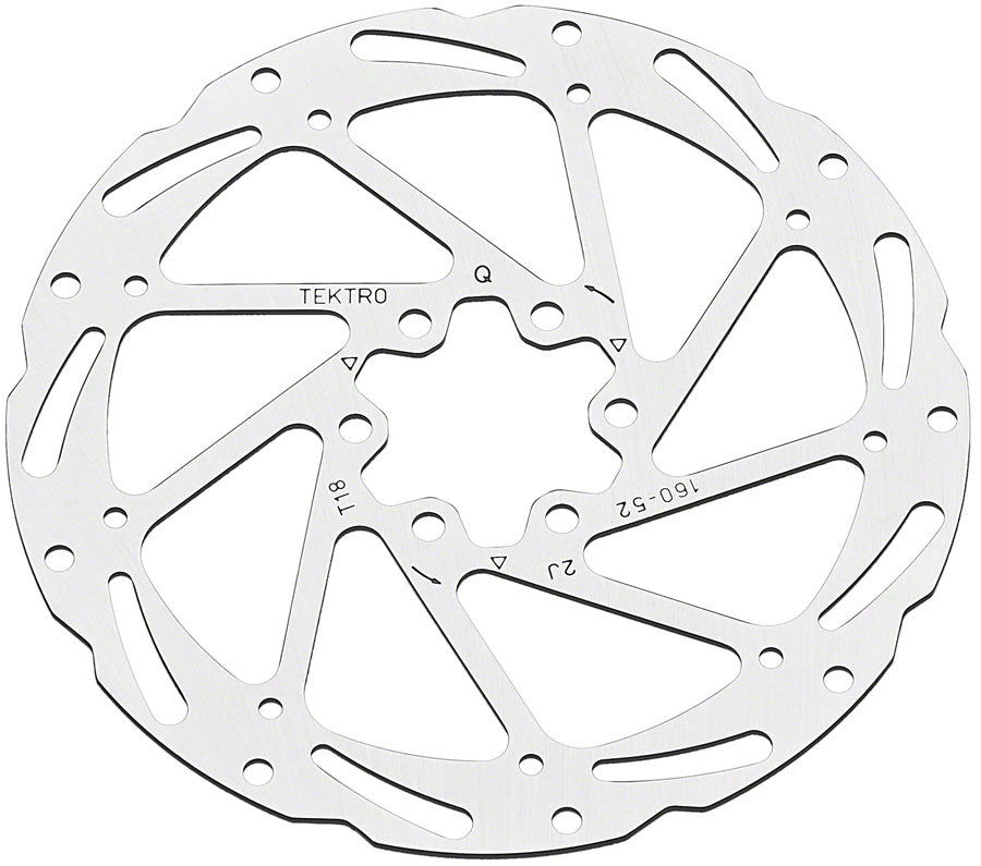 Tektro TR160-52 Disc Rotor - 160mm, 6-Bolt, 1.8mm Thickness, For 2-Piston Calipers