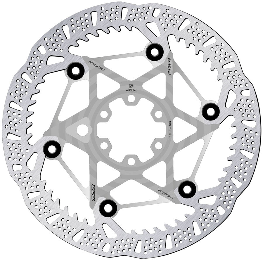 Galfer Shark Evo Disc Brake Rotor - 180mm x 2.0mm, 6-Bolt, Raw