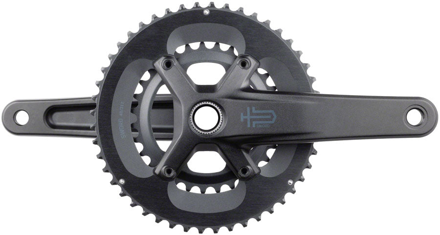 microSHIFT Sword 2x Crankset - 172.5mm, 10-Speed, 48/31t, 110 Asym BCD, 24mm Spindle, Black