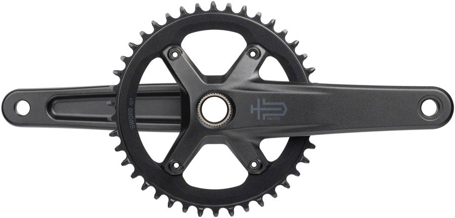 microSHIFT Sword 1x Crankset - 170mm, 10-Speed, 42t, 110 Asym BCD, 24mm Spindle, Black