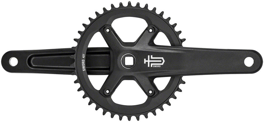 microSHIFT Sword Black 1x Crankset - 170mm, 9/10-Speed, 42t, 110 Asym BCD, JIS Square Taper Spindle Interface, Black