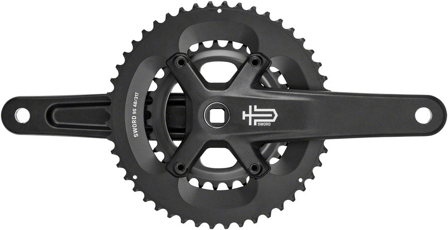 microSHIFT Sword Black 2x Crankset - 170mm, 9-Speed, 48/31t, 110/80 Asym BCD, JIS Square Taper Spindle Interface, Black
