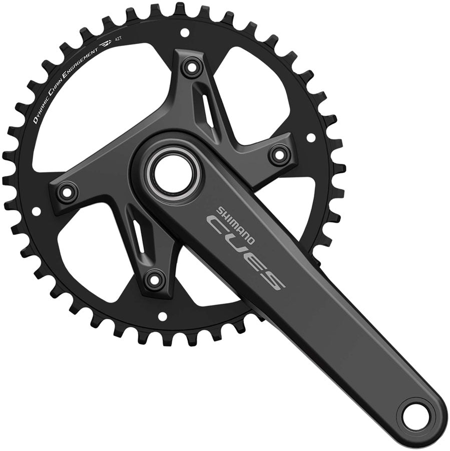 Shimano CUES FC-U6040-1 Crankset - 170mm, 9/10/11-Speed, 42t, Asymmetric 110 BCD, Hollowtech II Crankarms, Black