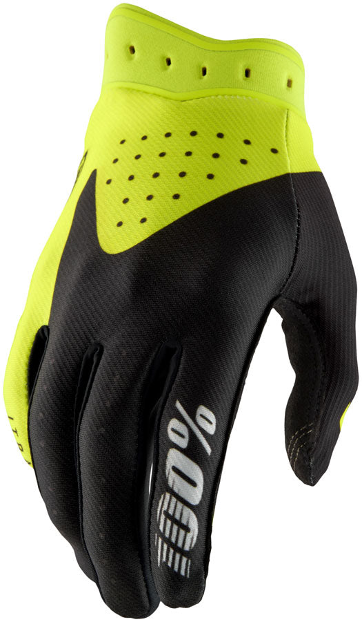 100% Itrack Gloves - Black/Fluo Yellow, Small