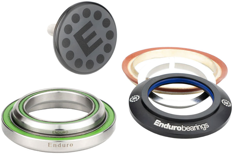 Enduro HDK-0012 Drop-In Headset Kit - IS42/28.6 Upper | IS52/40 Lower, 45x45, Angular Contact Bearings, Tapered, Black