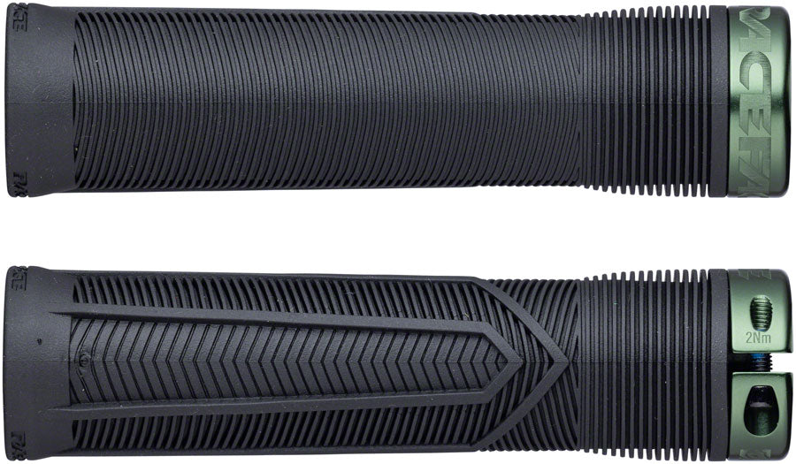 RaceFace Chester Grips - Lock-On, Black/Green, 34mm