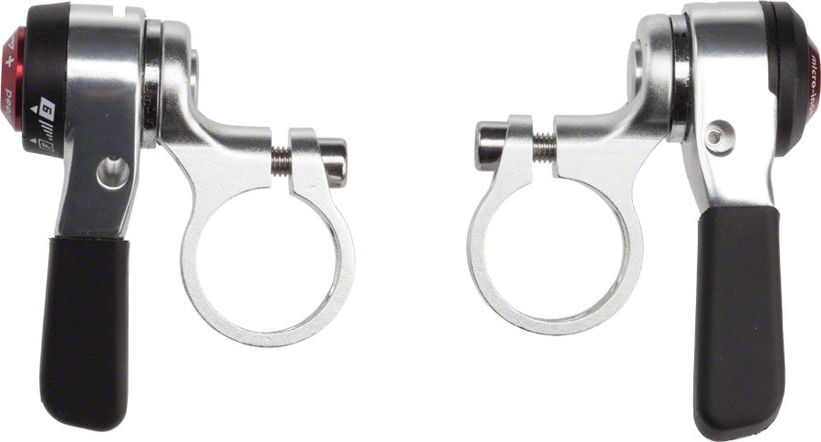 microSHIFT Thumb Shifter Set, 9-Speed, Double/Triple, Shimano Compatible, Silver