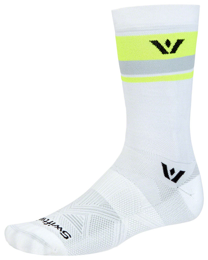 SwiftWick Aspire Crew Socks - White/Hi-Viz, Medium