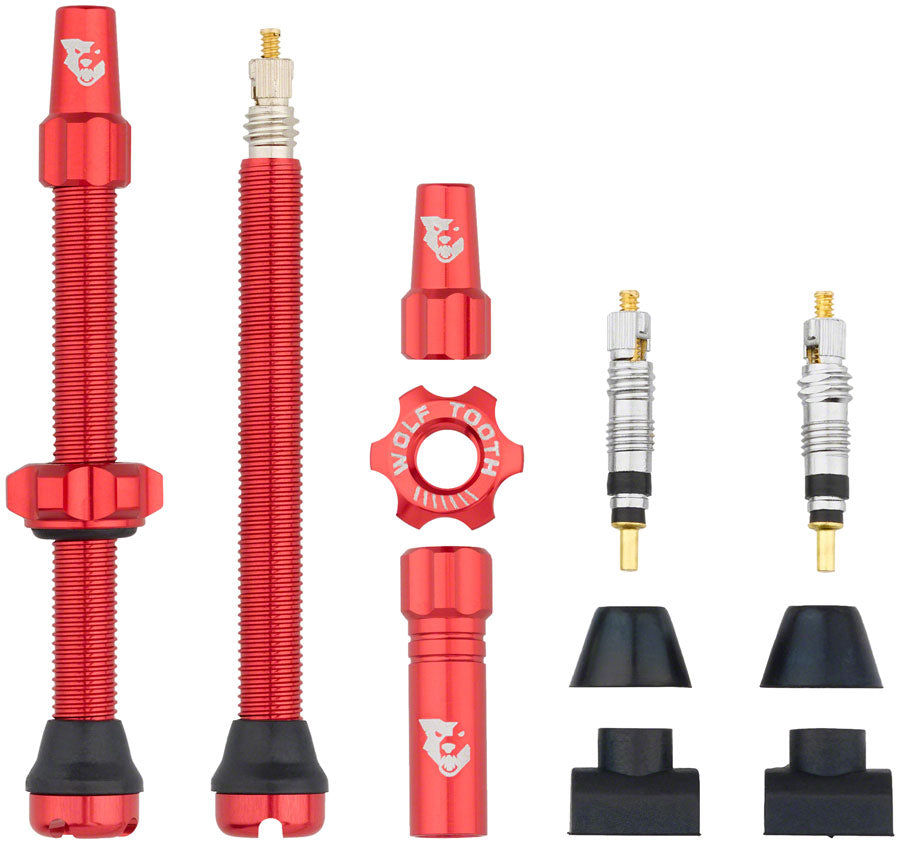 Wolf Tooth Tubeless Valve Stem Kit - 60 mm, Red
