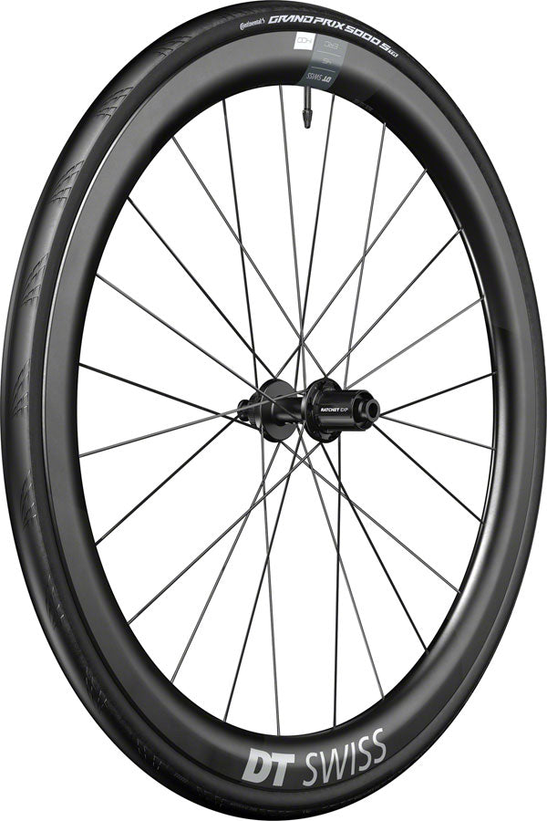 DT Swiss ERC 1400 DiCut 45 Rear Wheel - 700, 12 x 142mm, Center-Lock, HG11 Road/XDR, Ratchet EXP 36, Black, WTS w/GP5000 STR Tire