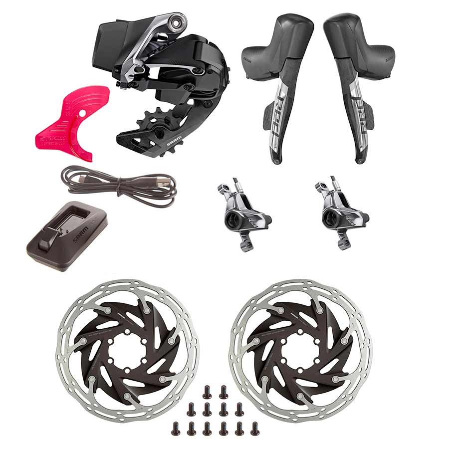 SRAM RED eTap AXS Electronic Road Groupset - 1x, 12-Speed, HRD Brake/Shift Levers, Post Mount Disc, Rear Derailleur, 6-Bolt, D1