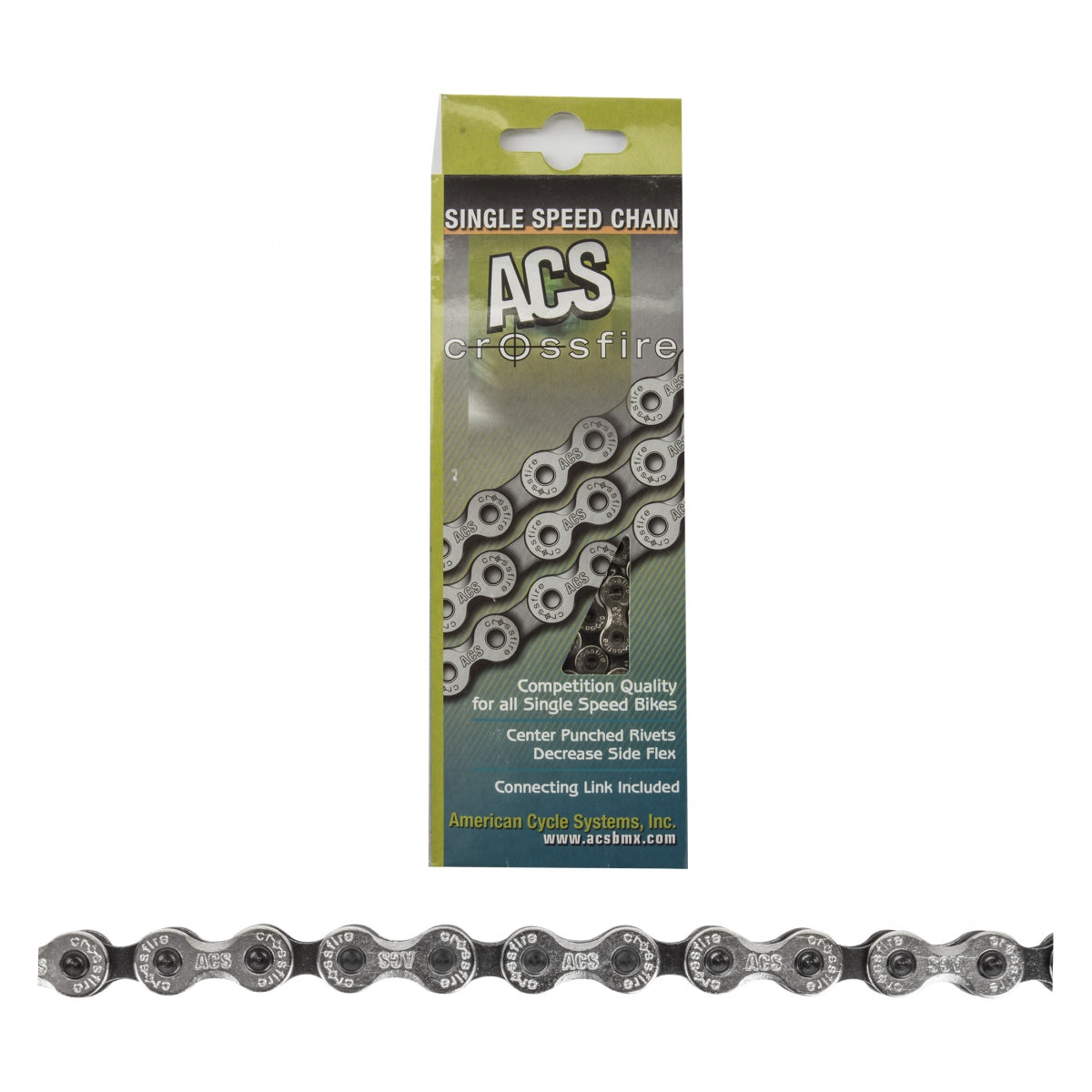 ACS Crossfire Chain - Single-Speed, 1/2 x 1/8, Silver/Black, 106 Links