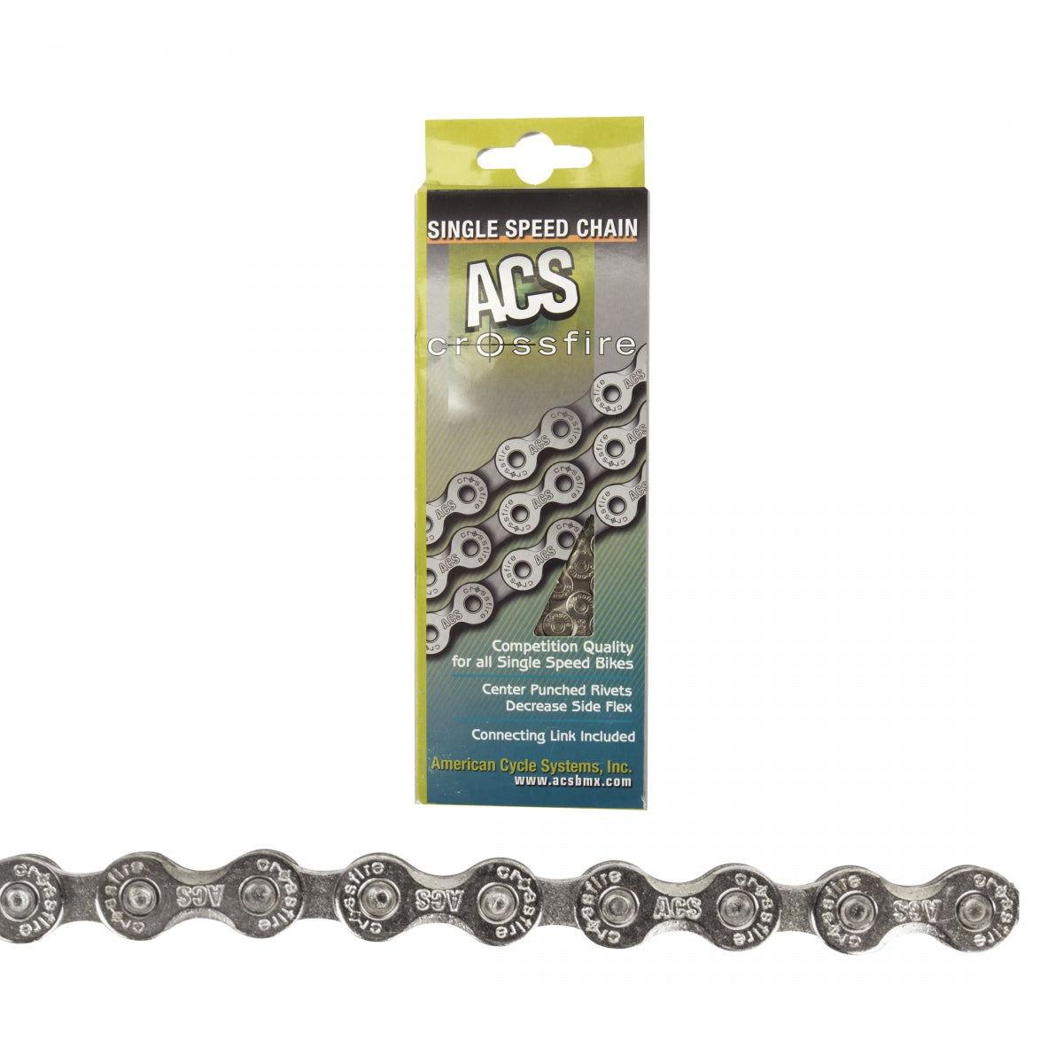 ACS Crossfire Chain - Single-Speed, 1/2 x 3/32, Silver, 106 Links
