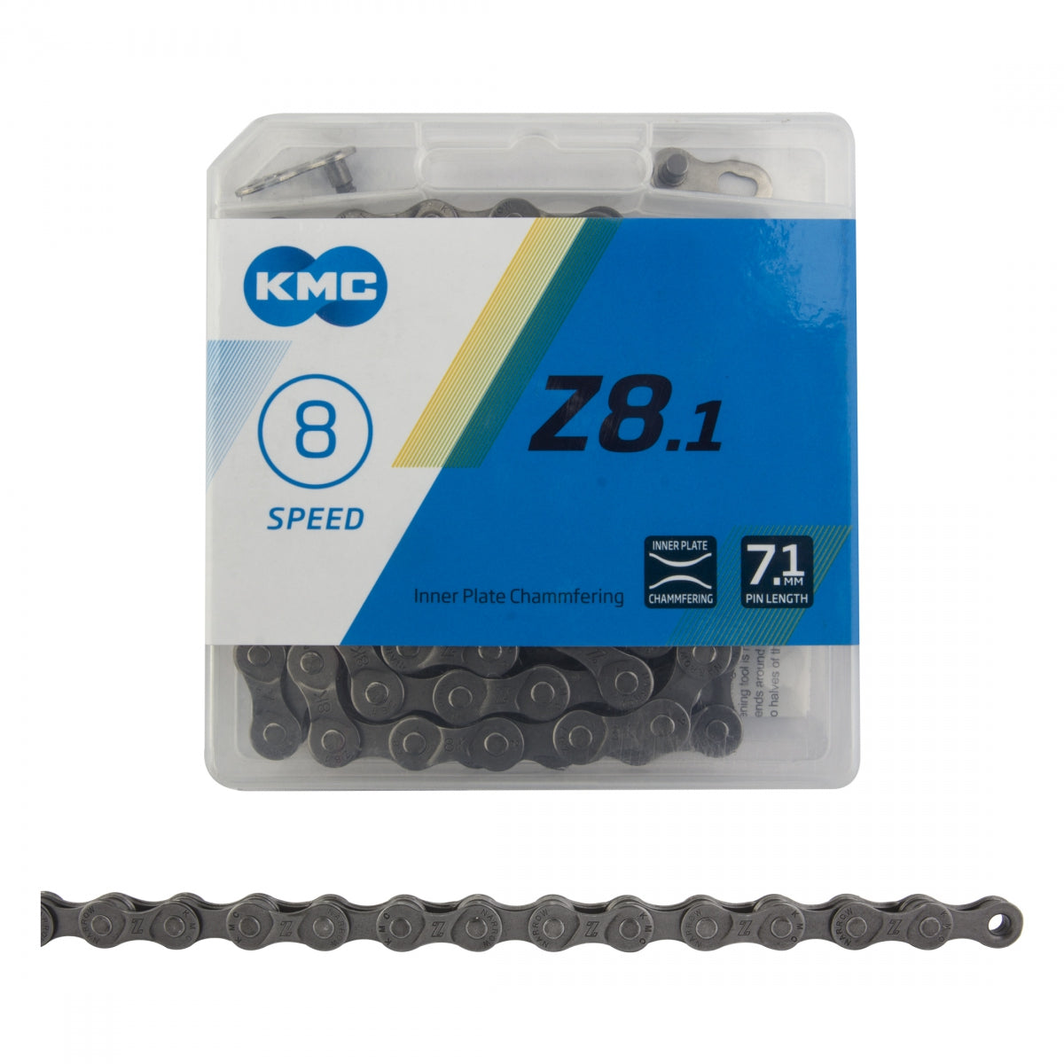 KMC Z8.1 Index Chain - 8-Speed, Gray, 116 Links