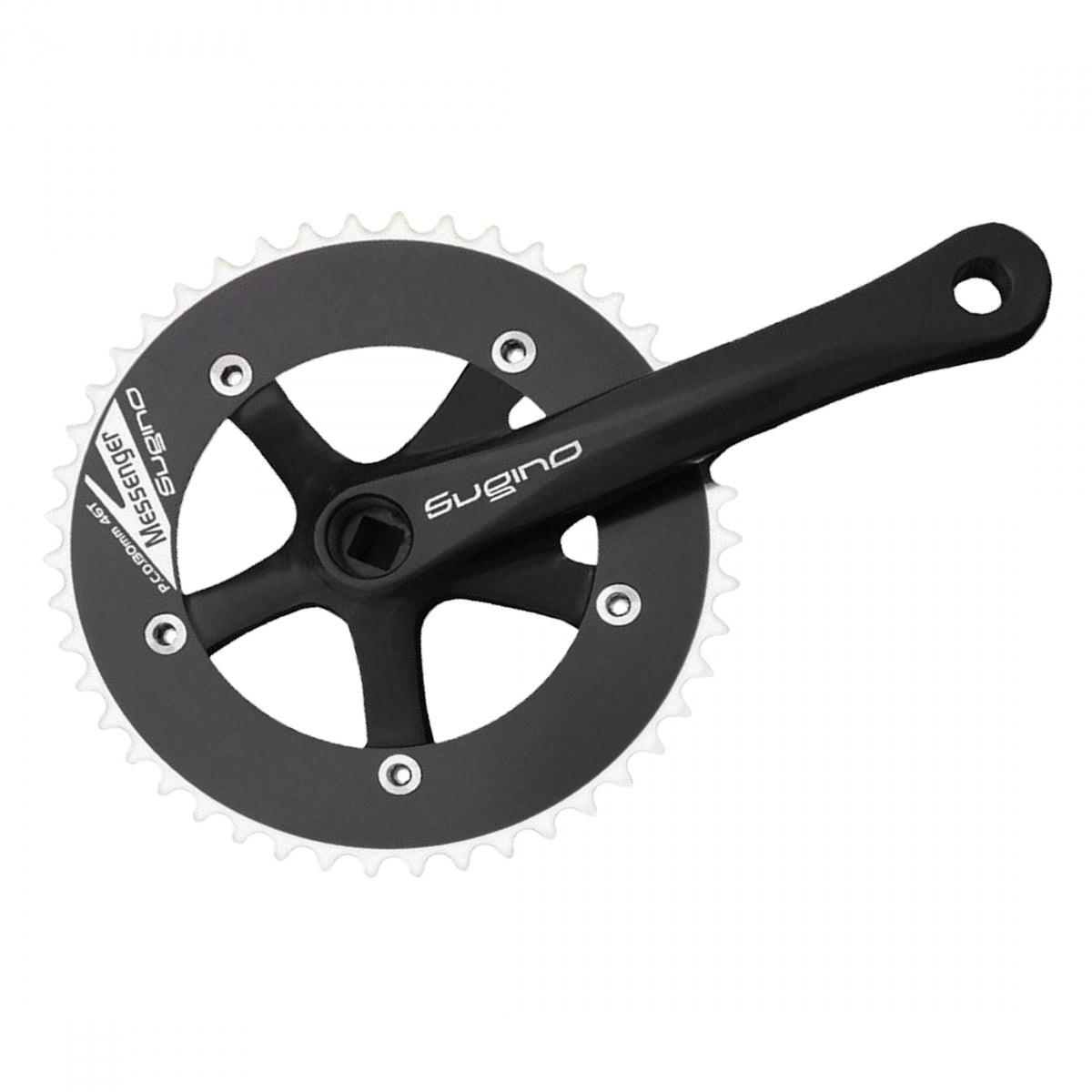 Sugino RD2 Messenger Crankset, 165mm x 46T, Square Taper, 130mm BCD, Black