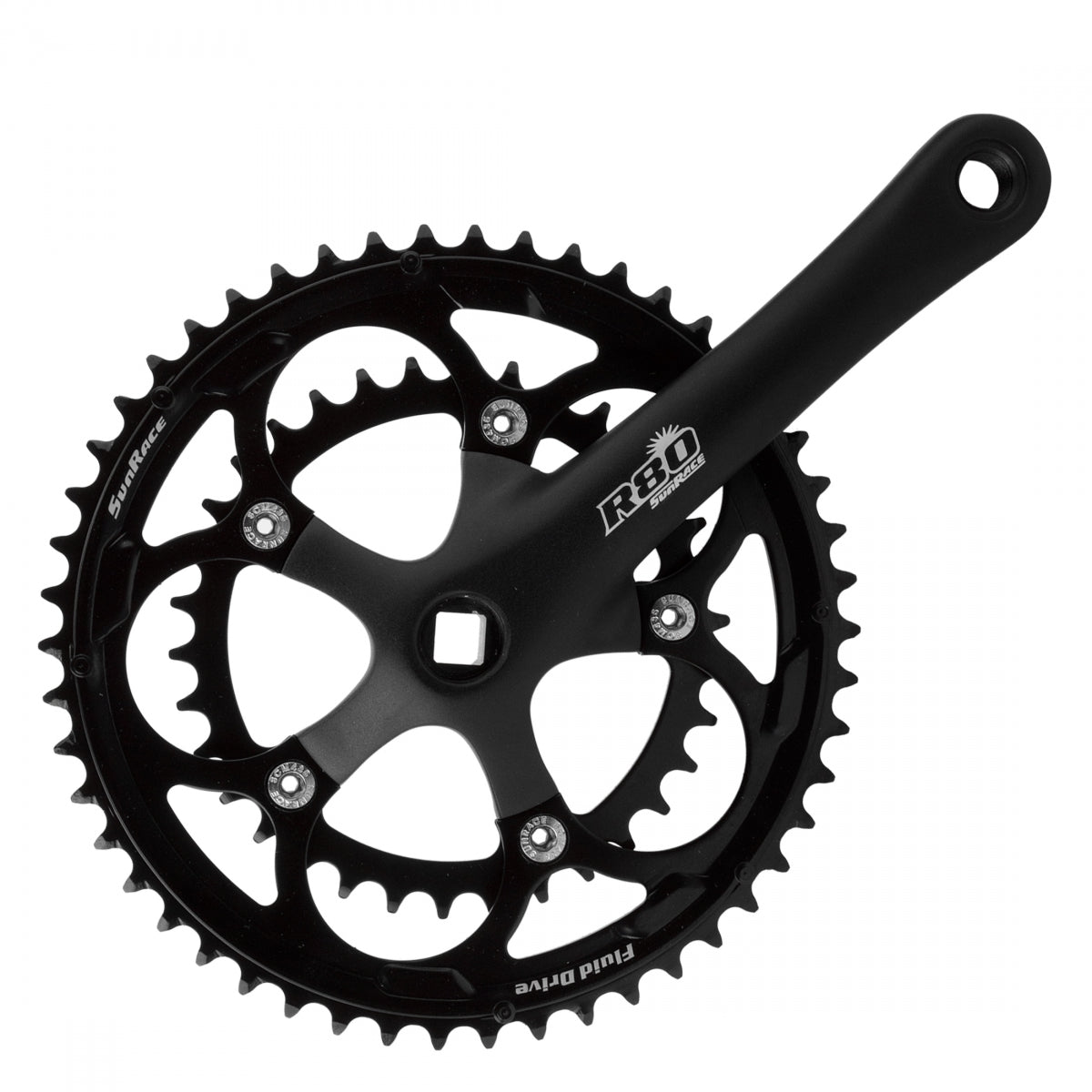 SunRace FC-R86 Crankset, Square Taper, 8-Speed, 170 x 50-34T, Black
