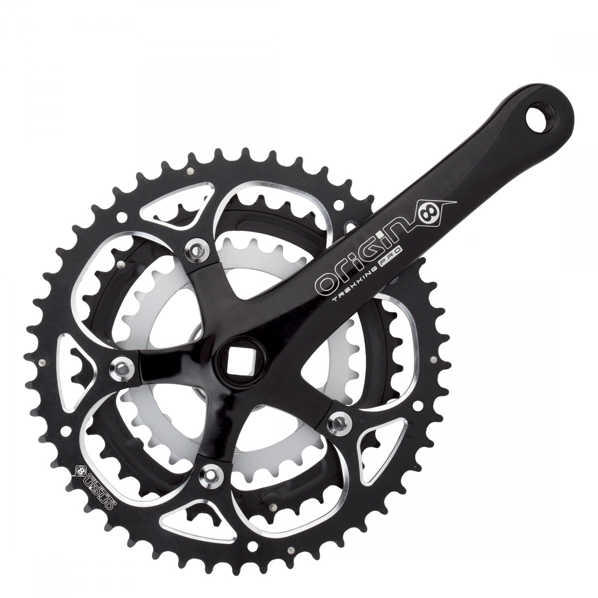 Origin8 Trekking MTB Crankset, Square Taper, 175 x 48-38-28, Black