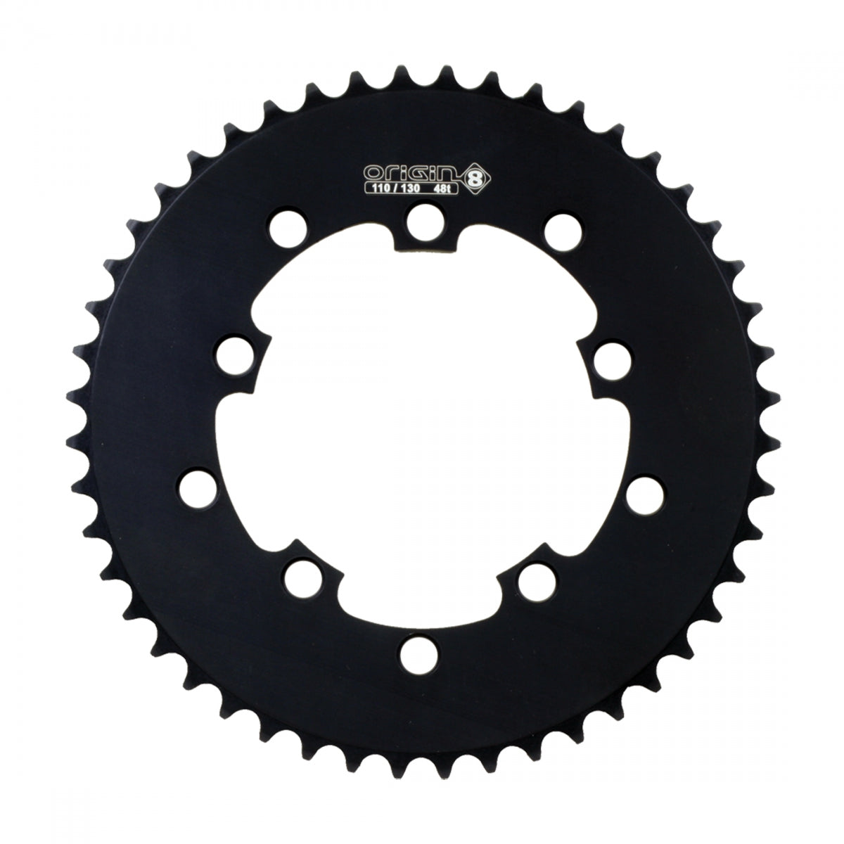 Origin8 Single Speed Chainring, 10H, 48T, 110mm/130mm Mount, 1/2" x 1/8", Black