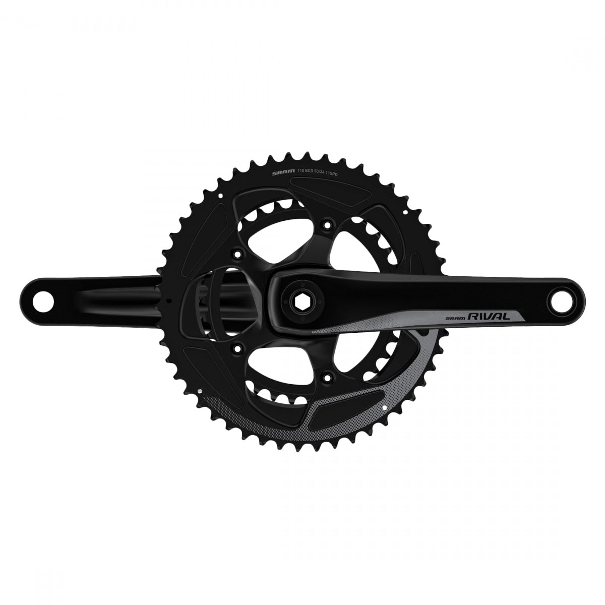 SRAM Rival 22 Yaw Crankset without Cups, GXP, 175mm x 50-34T, Black