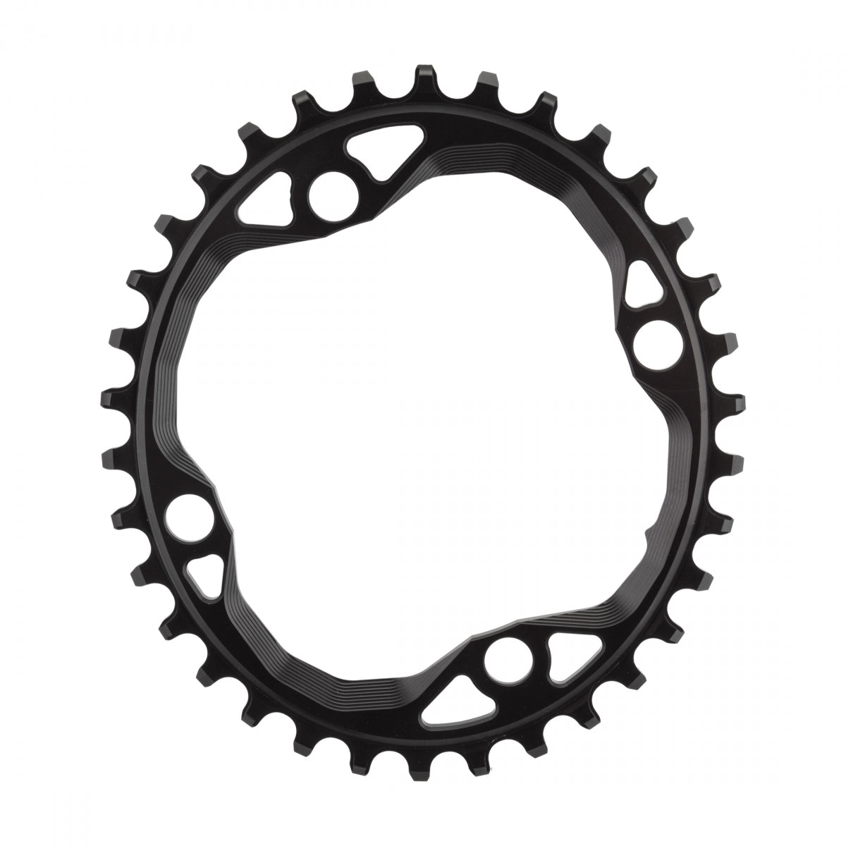 AbsoluteBLACK Oval 104 BCD N/W Chainring, 104mm 4-Bolt, 34T, Black