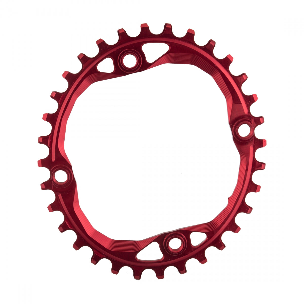 AbsoluteBLACK Oval 104 BCD N/W Chainring, 104mm 4-Bolt, 32T, Red