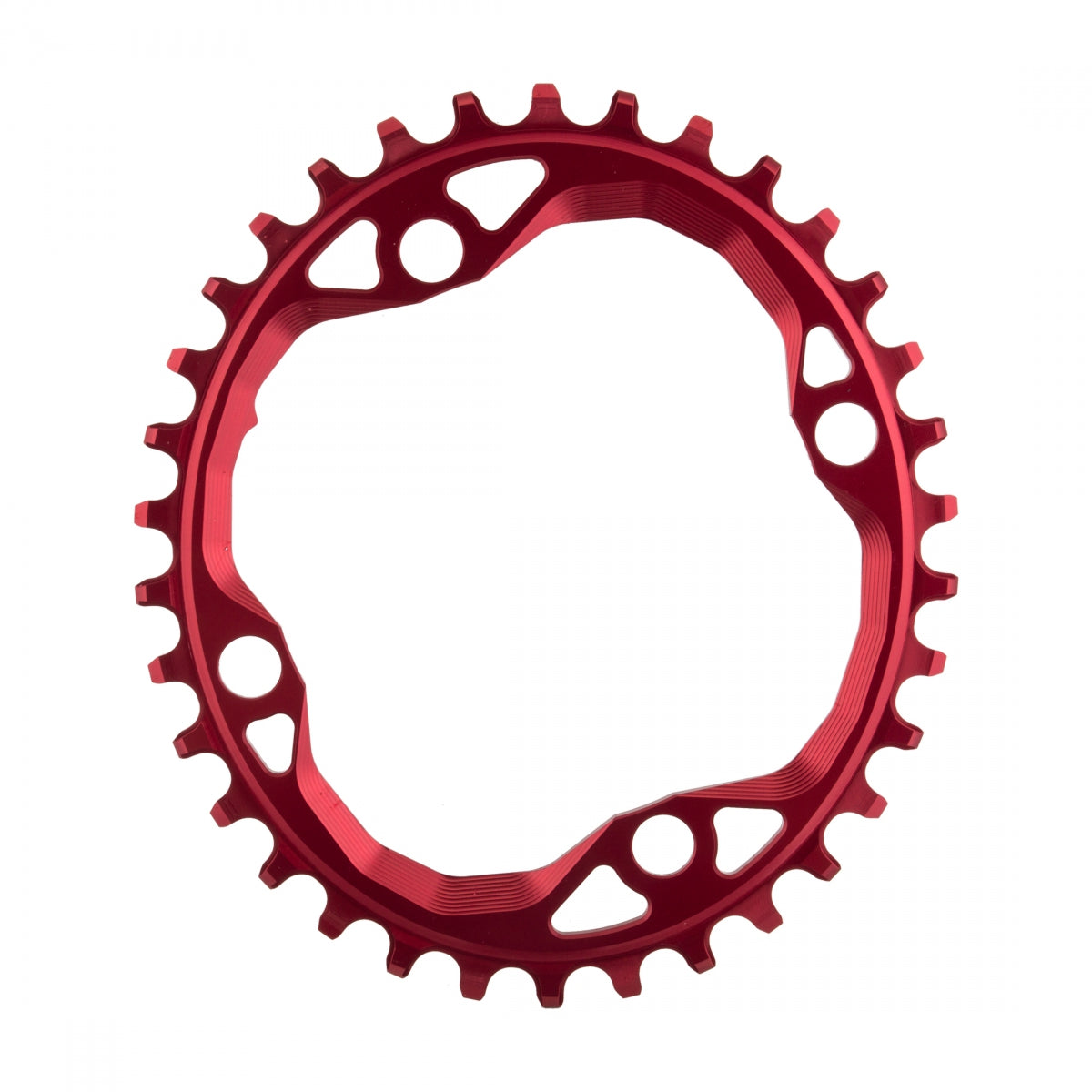 AbsoluteBLACK Oval 104 BCD N/W Chainring, 104mm 4-Bolt, 34T, Red