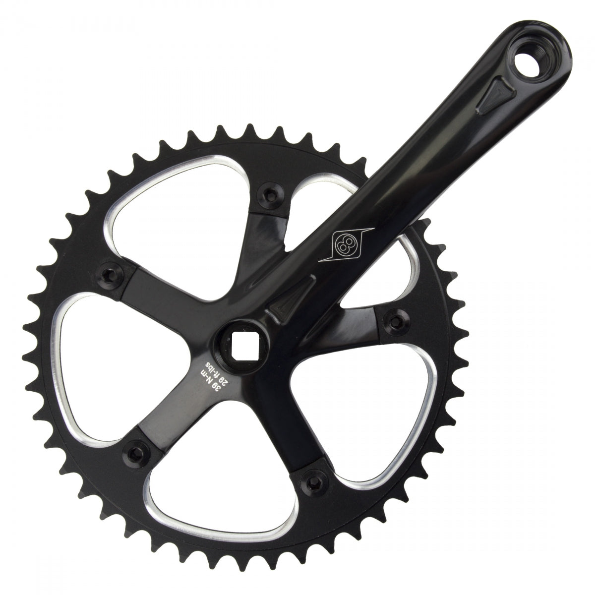 ORIGIN8 P/P Track/SS 165mm 46T 1-Speed Square Taper Crankset Black