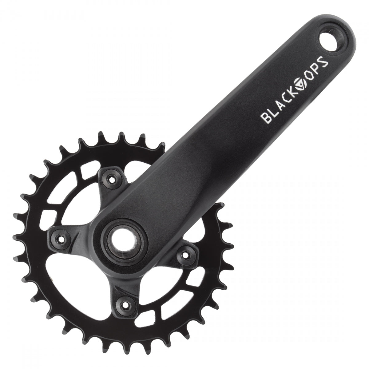 Â Black Ops Alloy MTB 1x 10/11/12sp Crankset, 76mm BCD, with 24mm BB, Black