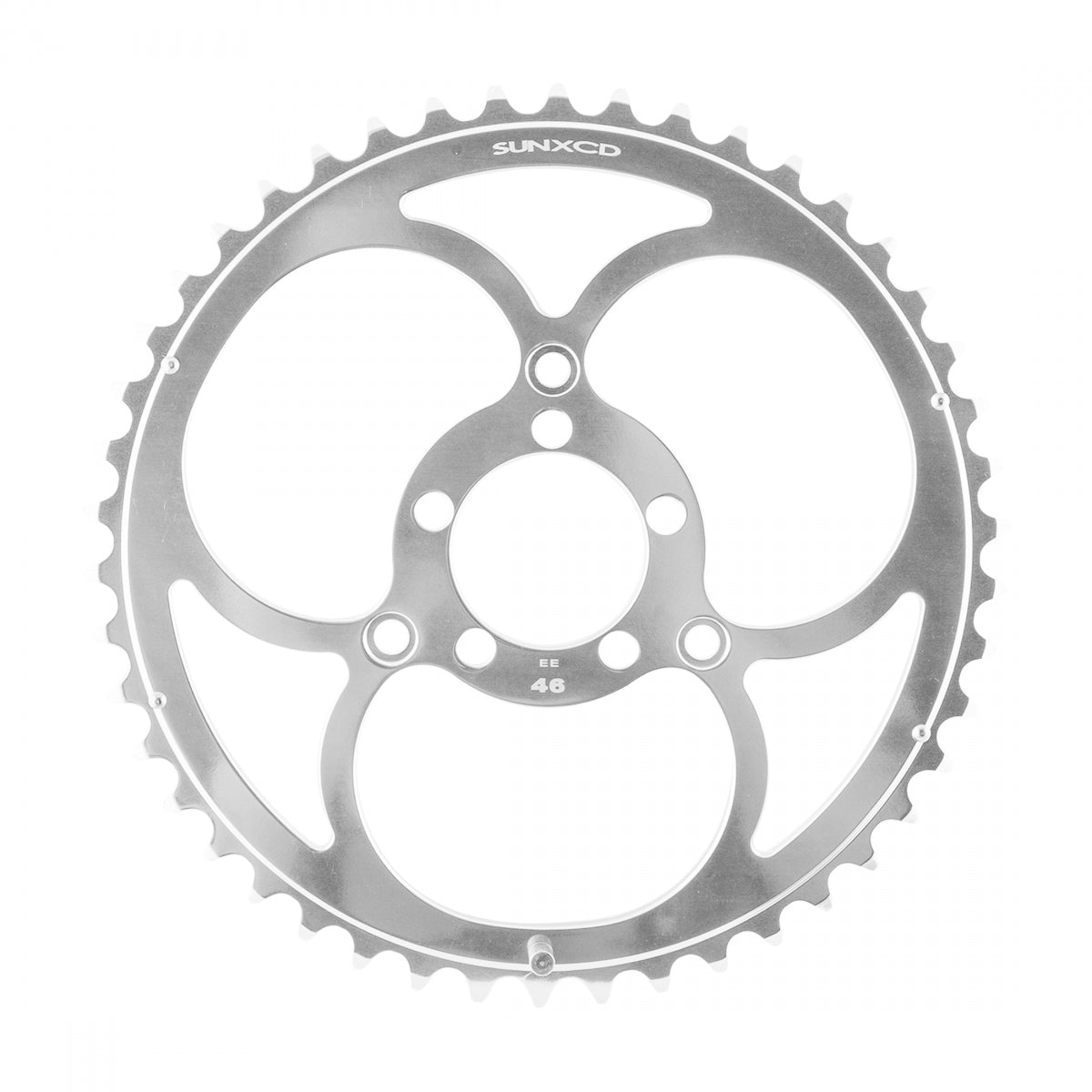 SunXCD Chainring, 50/74mm 3-Bolt, 3/32, 46T, Alloy, Silver