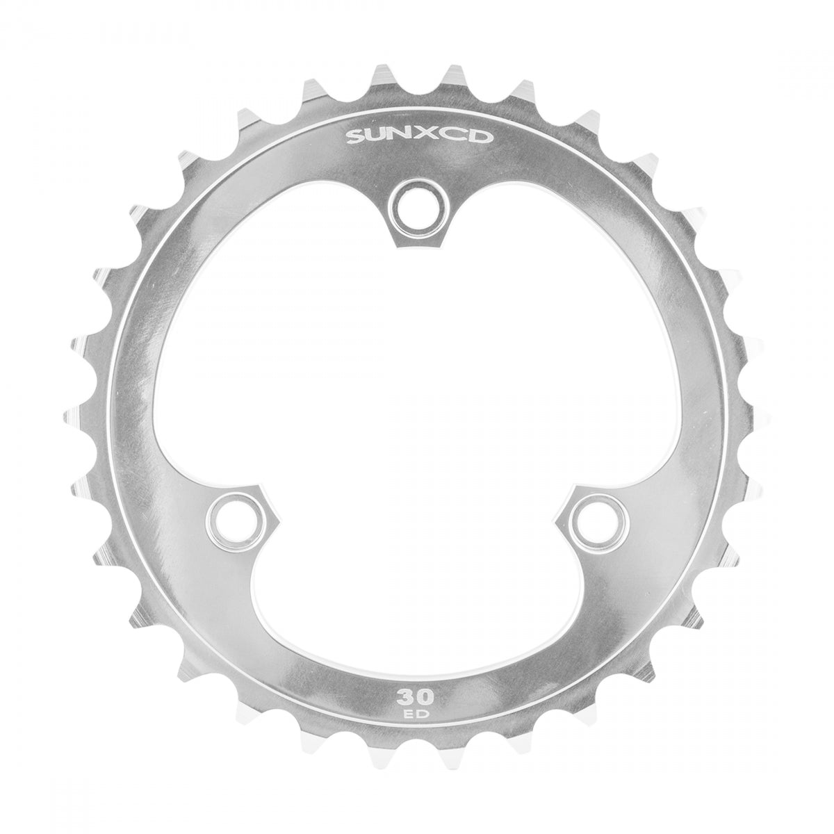 SunXCD Chainring, 74mm 3-Bolt, 3/32, 30T, Alloy, Silver