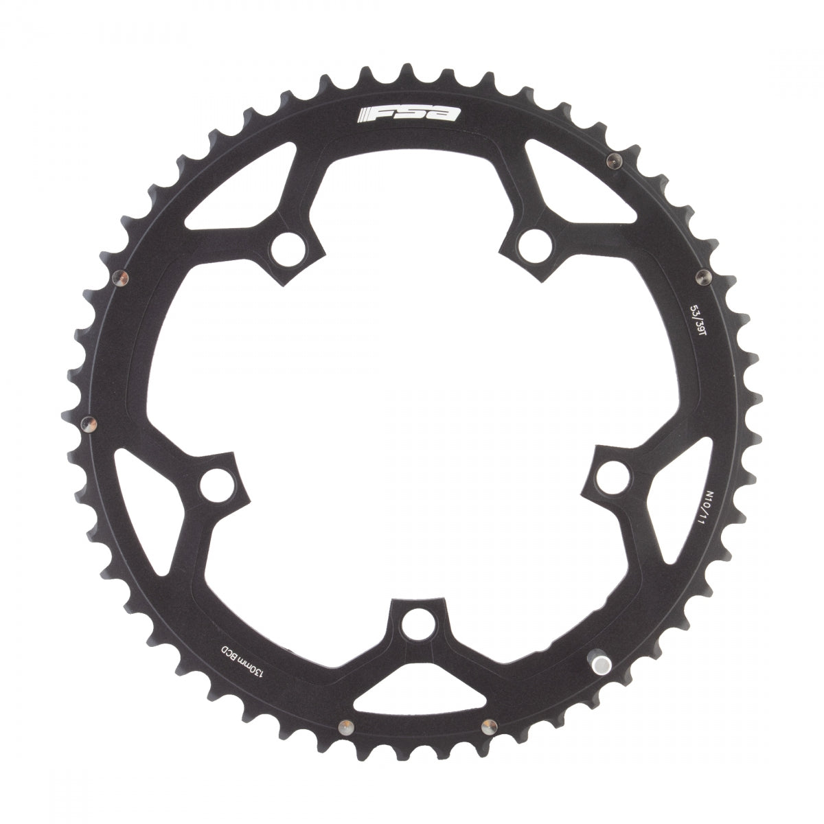 FSA Pro Road Chainring, 130mm x 53T, 5-Bolt, 10-11sp, Alloy, Black