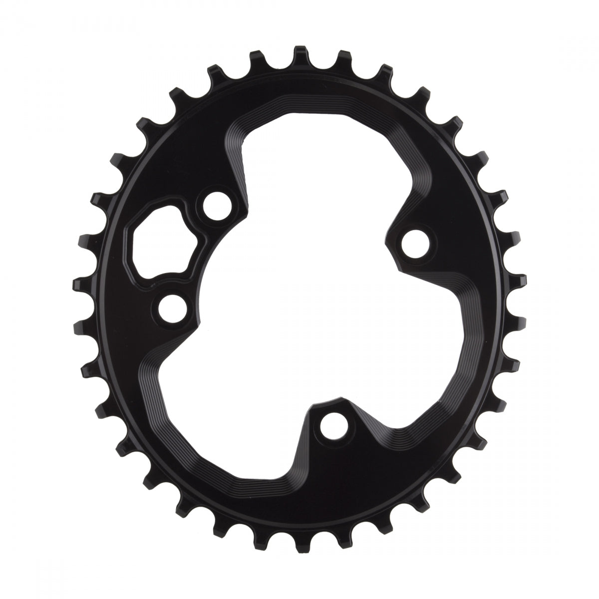 AbsoluteBLACK Oval Rotor 76 BCD N/W Chainring, 76mm 4-Bolt, 34T, Black