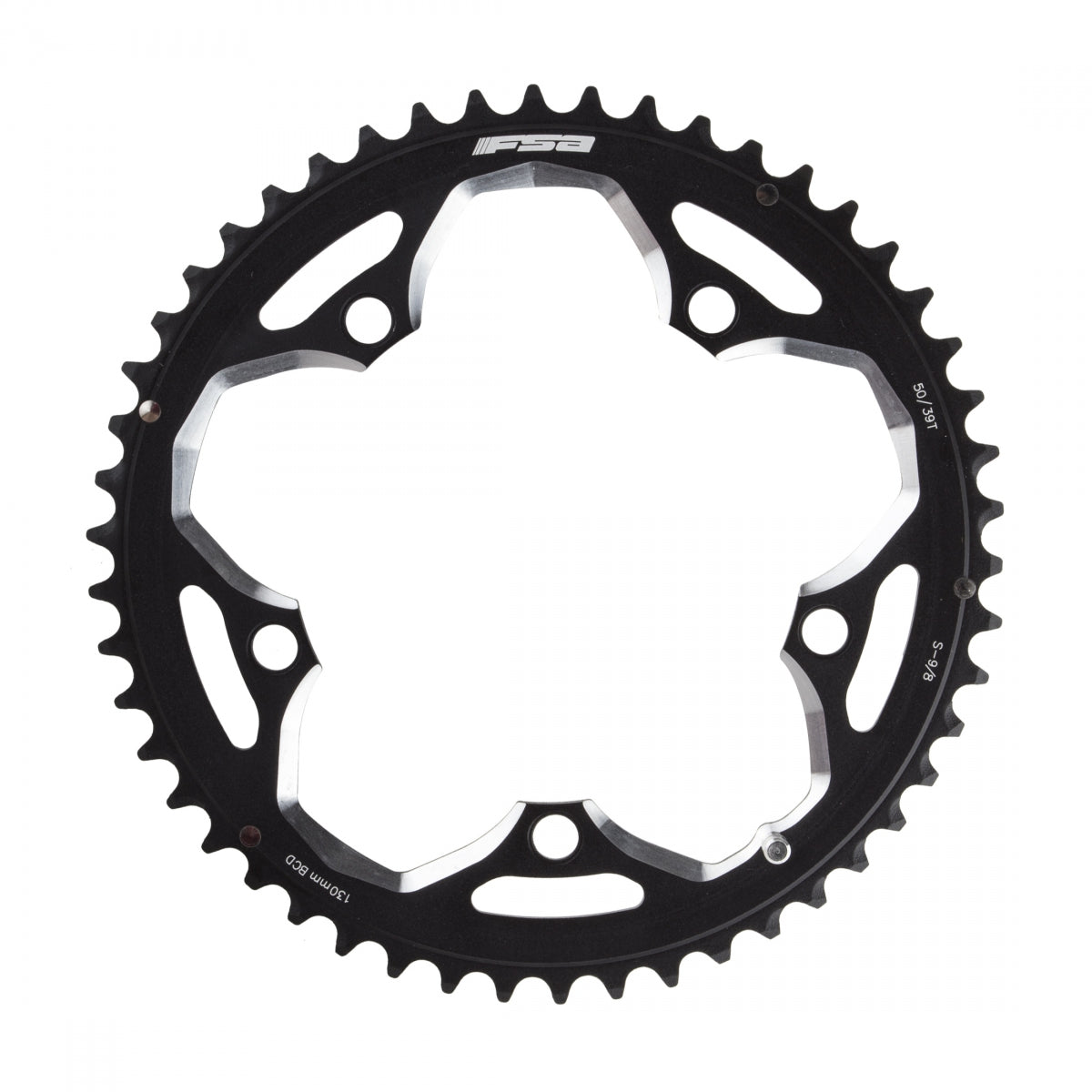 FSA WA238 Pro Road Chainring, 130mm x 50T, 5-Bolt, 9sp, Alloy, Black