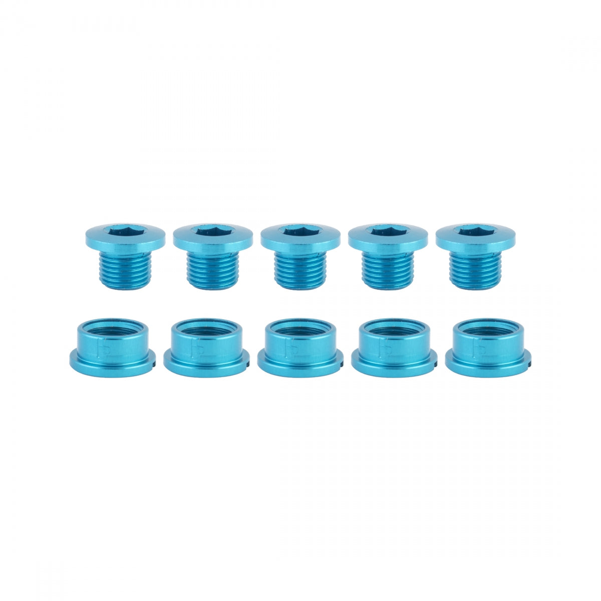 Origin8 Single Chainring Bolts, Alloy, Blue, Set of 5