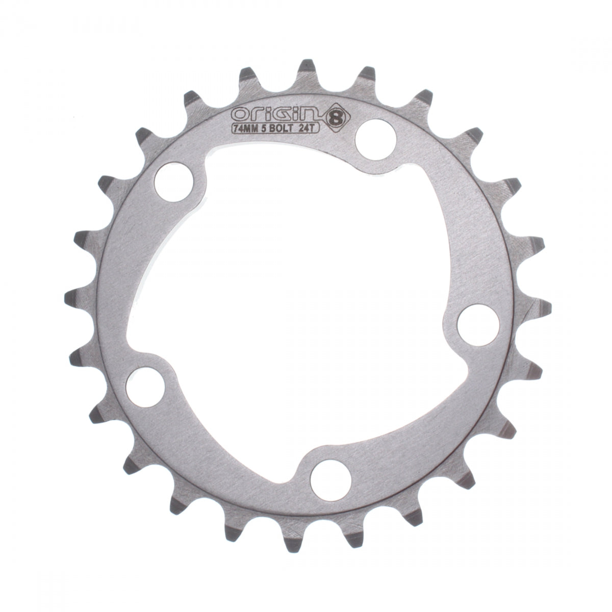 Origin8 Alloy Blade Chainring, 74mm, 5-Bolt, 24T, Silver