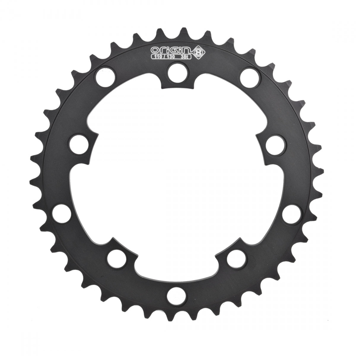Origin8 Single Speed Chainring, 38T, 110mm/130mm Dual Pattern Mount, 1/2" x 3/32", Black