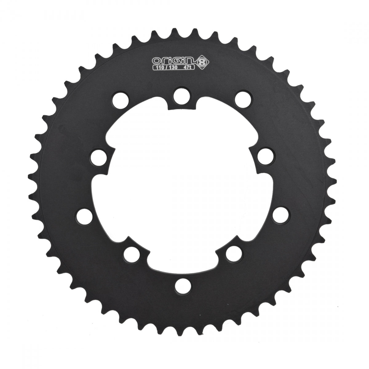 Origin8Â Single Speed Chainring, 10H, 47T, 110mm/130mm Mount, 1/2" x 3/32", Black