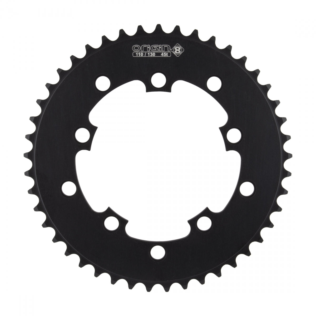 Origin8Â Single Speed Chainring, 10H, 45T, 110mm/130mm Mount, 1/2" x 3/32", Black