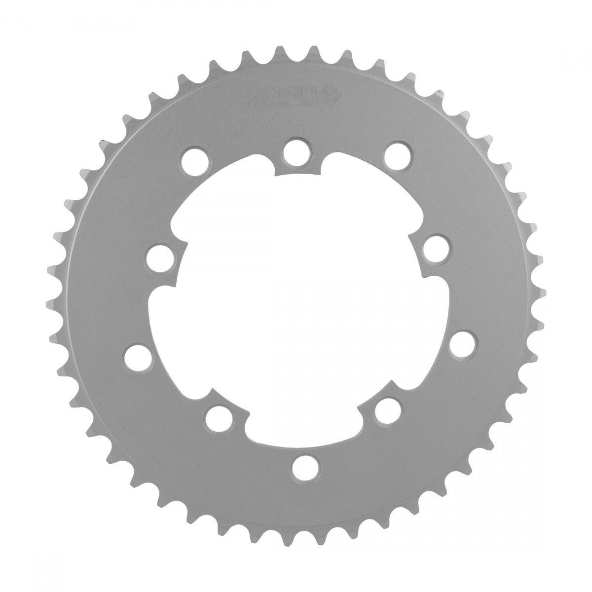 Origin8Â Single Speed Chainring, 10H, 46T, 110mm/130mm Mount, 1/2" x 3/32", Silver