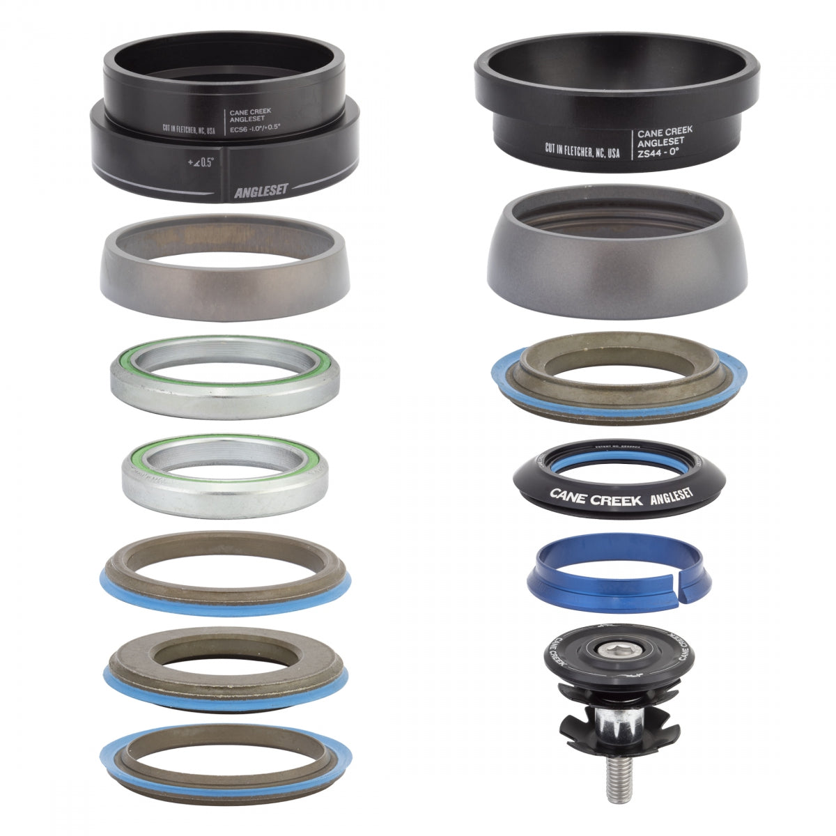 Headset Cc Semi-Int Angleset 1-1/8X1.5 Taper Steerer Black Zs44/28.6|Ec56/40