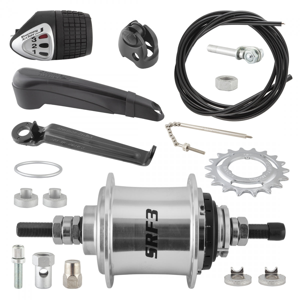 Sturmey Archer Alloy Rear SRF3 3sp Kit Bicycle Hub, 36 Hole, 128mm