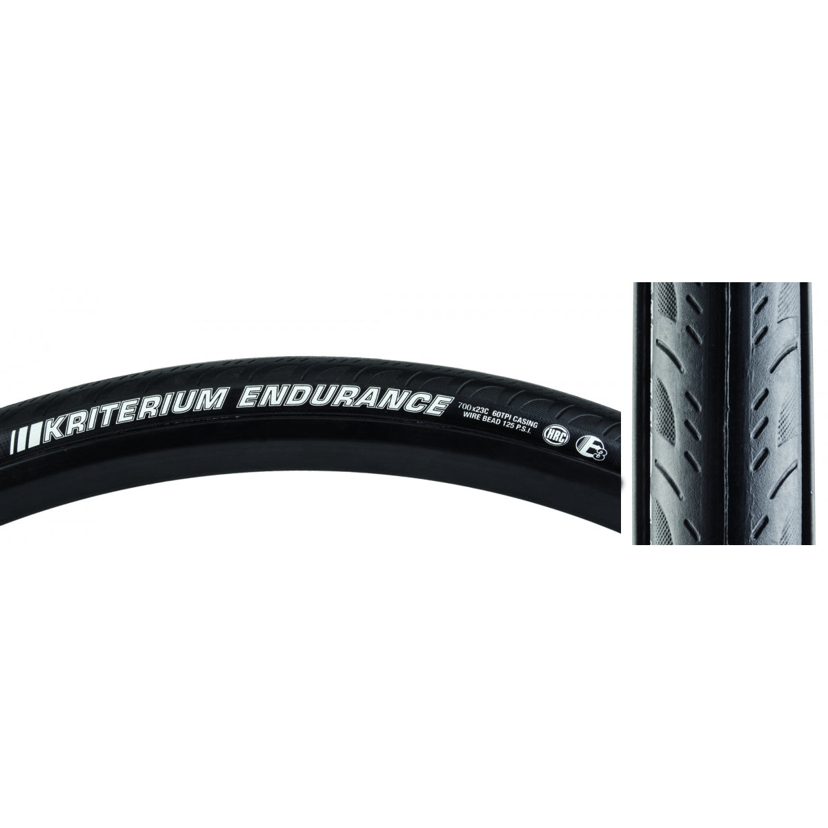 Tire Ken Kriterium Enduro Sport 650Cx23 Black/Bk Hrc/E3/60 Wire 125Psi