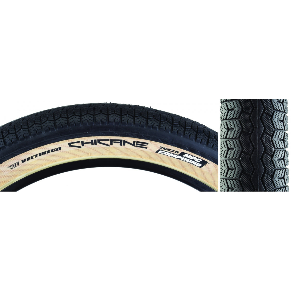 Tire Vee Chicane Black/Tan Wire/72 – Velo Mine